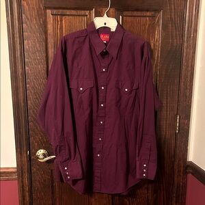Like New! Vintage Plains Western Shirt Deep Burgundy size XL